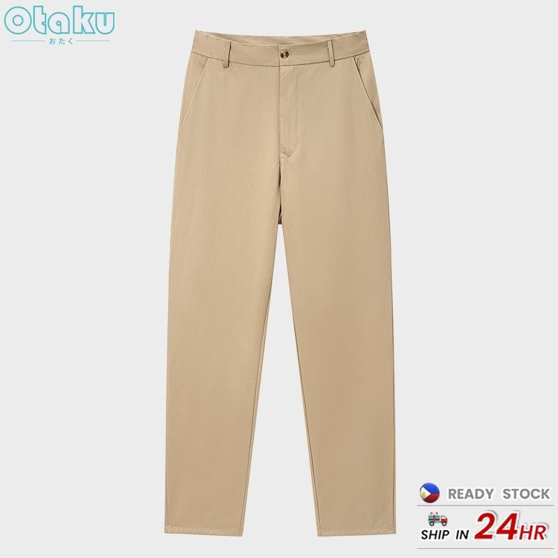 OTAKU Men Slacks Formal Pants Korean Style Casual Fit Straight Cut Khaki Formal Office Pants