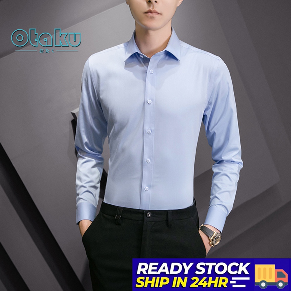 OTAKU Business Casual Wedding Long-Sleeved Plain Korean Style Polo Shirt For Men And Women
