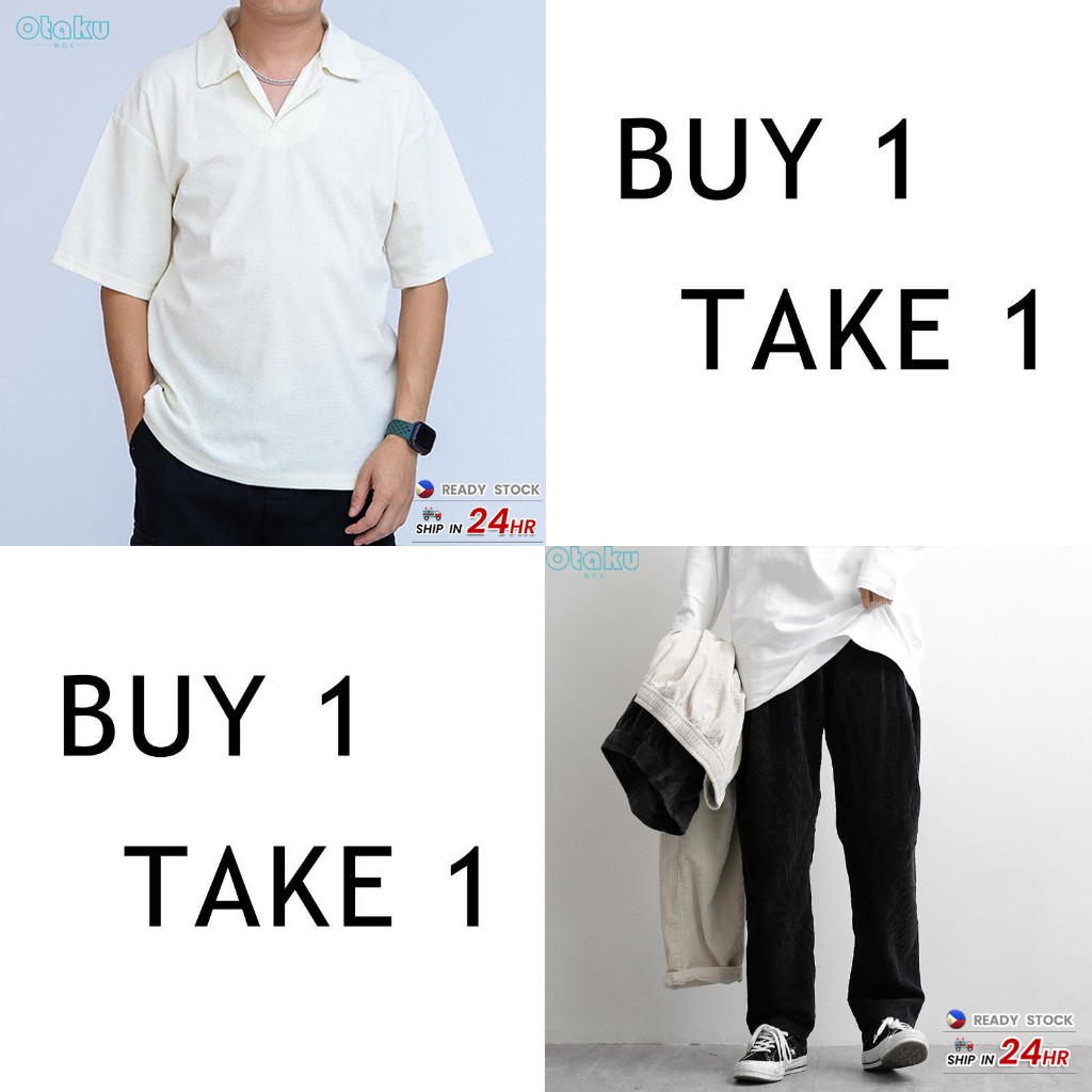 OTAKU 【Buy 1 take 1】Men's Clothes Set Korean Fashion Corduroy Shirts&Plain Paint Casual Unisex S-2xl