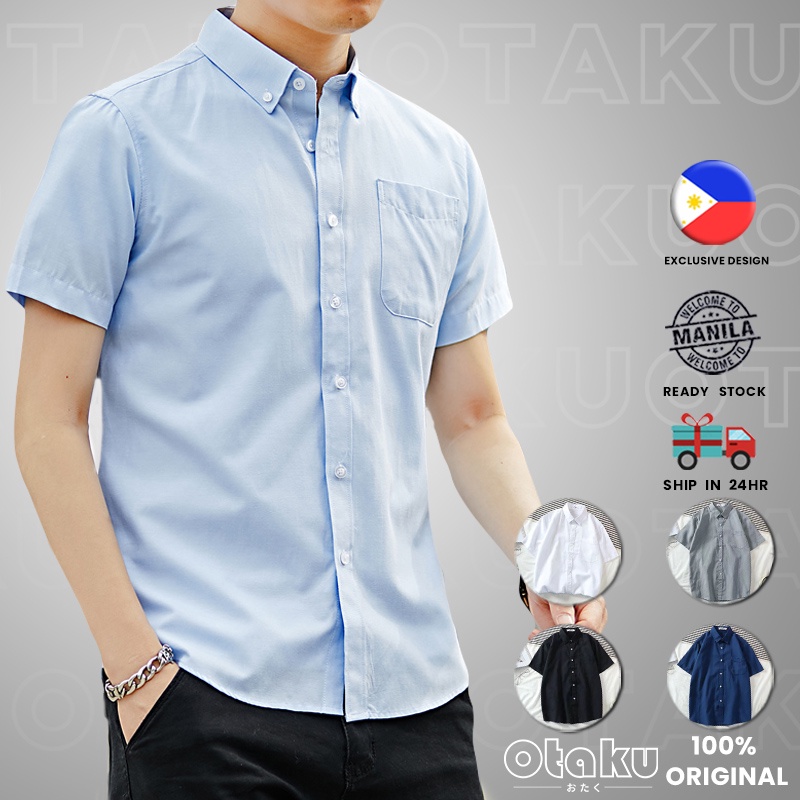 OTAKU Polo Shirt Oxford Cotton Short Sleeve Leisure For Men Plus Size Plain With Pocket