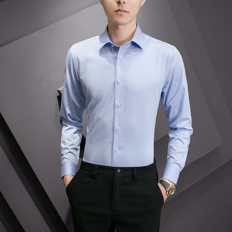 OTAKU Polo Shirt For Men Long Sleeve Office Plain Shirts M-3xl Formal Unisex