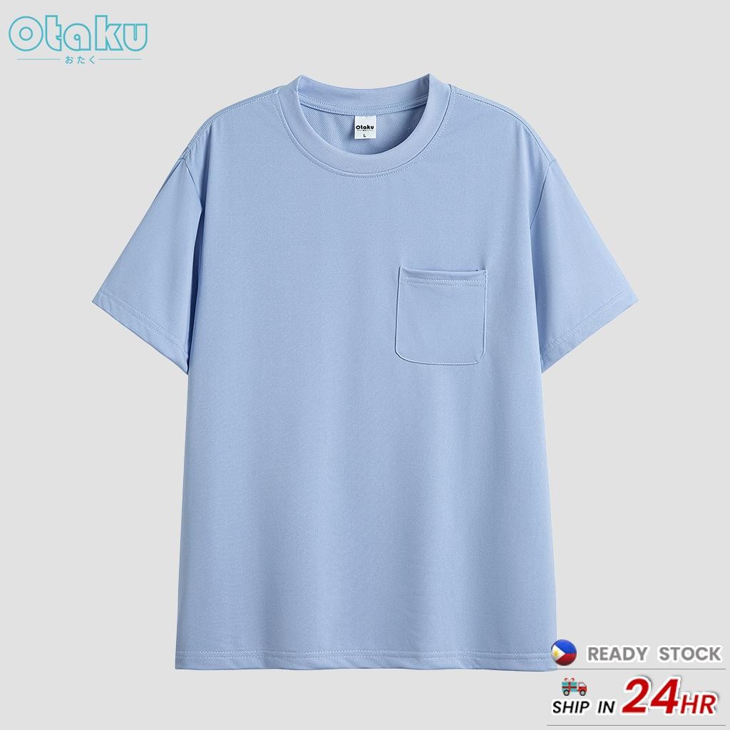 OTAKU T-shirt for Men With Pockets Plain Casual Pocket T-shirts Round Neck Short Sleeve Fashion