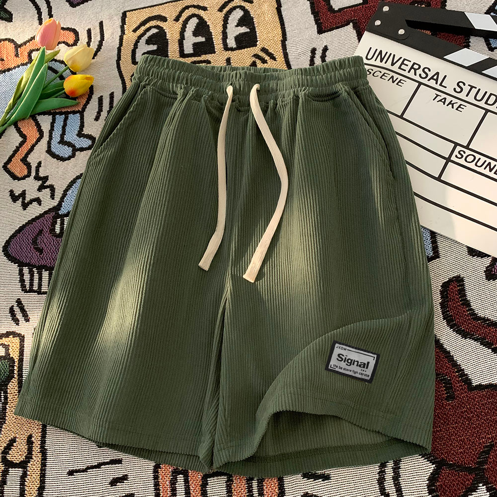 Otaku Men's Premiun Shorts Pants 220g Trendy Corduroy Shorts With Back Pocket For Men Casual Sport