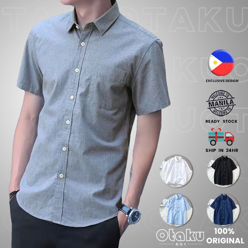 OTAKU Polo Shirt Oxford Cotton Short Sleeve Leisure For Men Plus Size Plain With Pocket