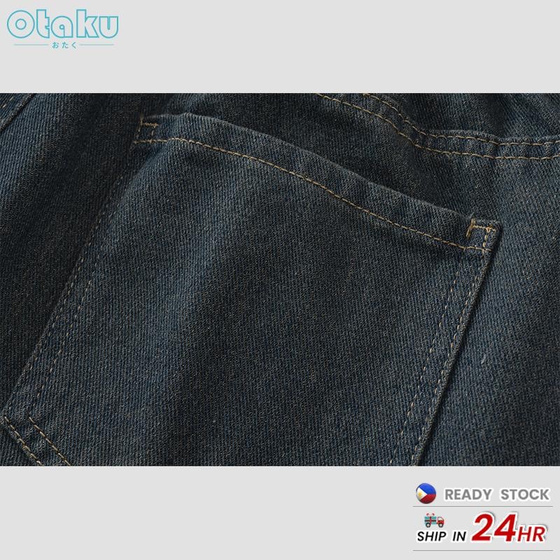 OTAKU Jeans for Men  Loose Casual Denim Fashion Vintage blue Wide Leg Jeans Denim Pants S-2XL