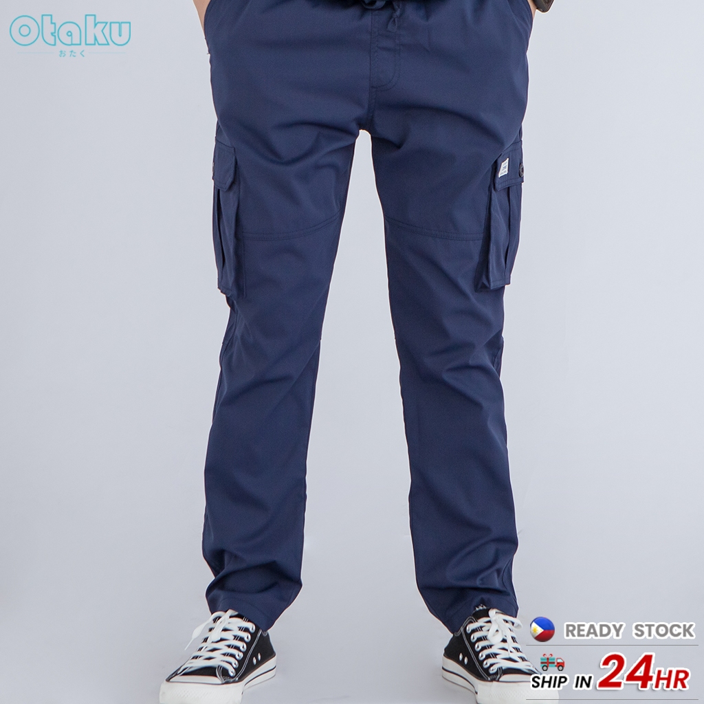 Otaku Men’s Cargo Pants With 6 Pockets  Khaki Cargo Wide Leg Pants for Man Straight Cut Cargo pants