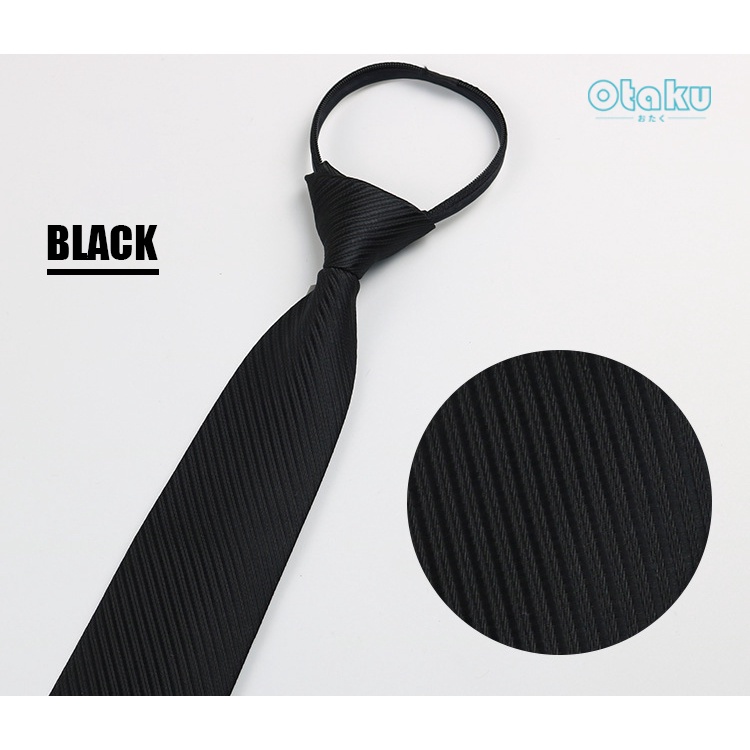 OTAKU Necktie For Men Zip Tie Wedding Graduation Business Black ,Dark Red, Navy