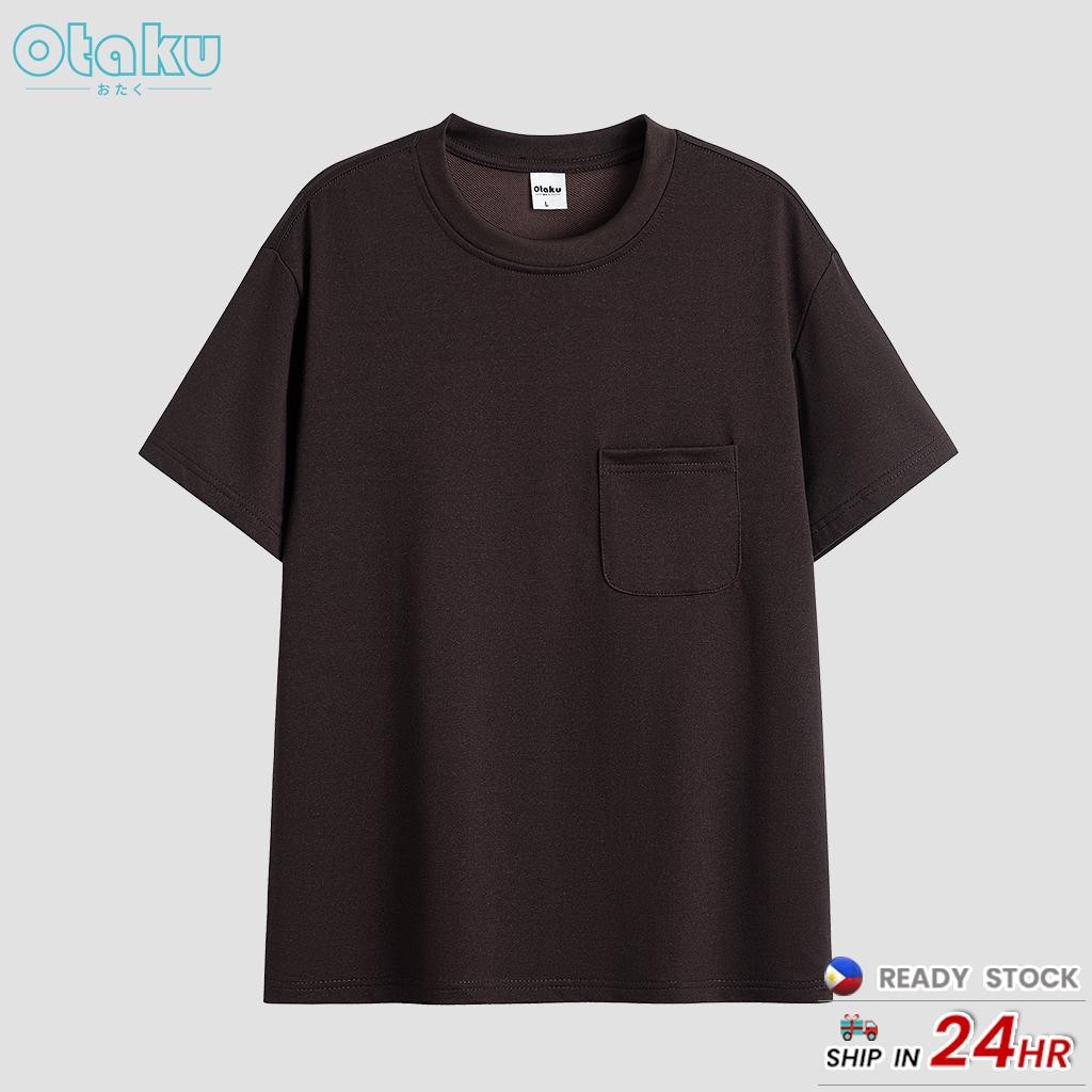 OTAKU T-shirt for Men With Pockets Plain Casual Pocket T-shirts Round Neck Short Sleeve Fashion