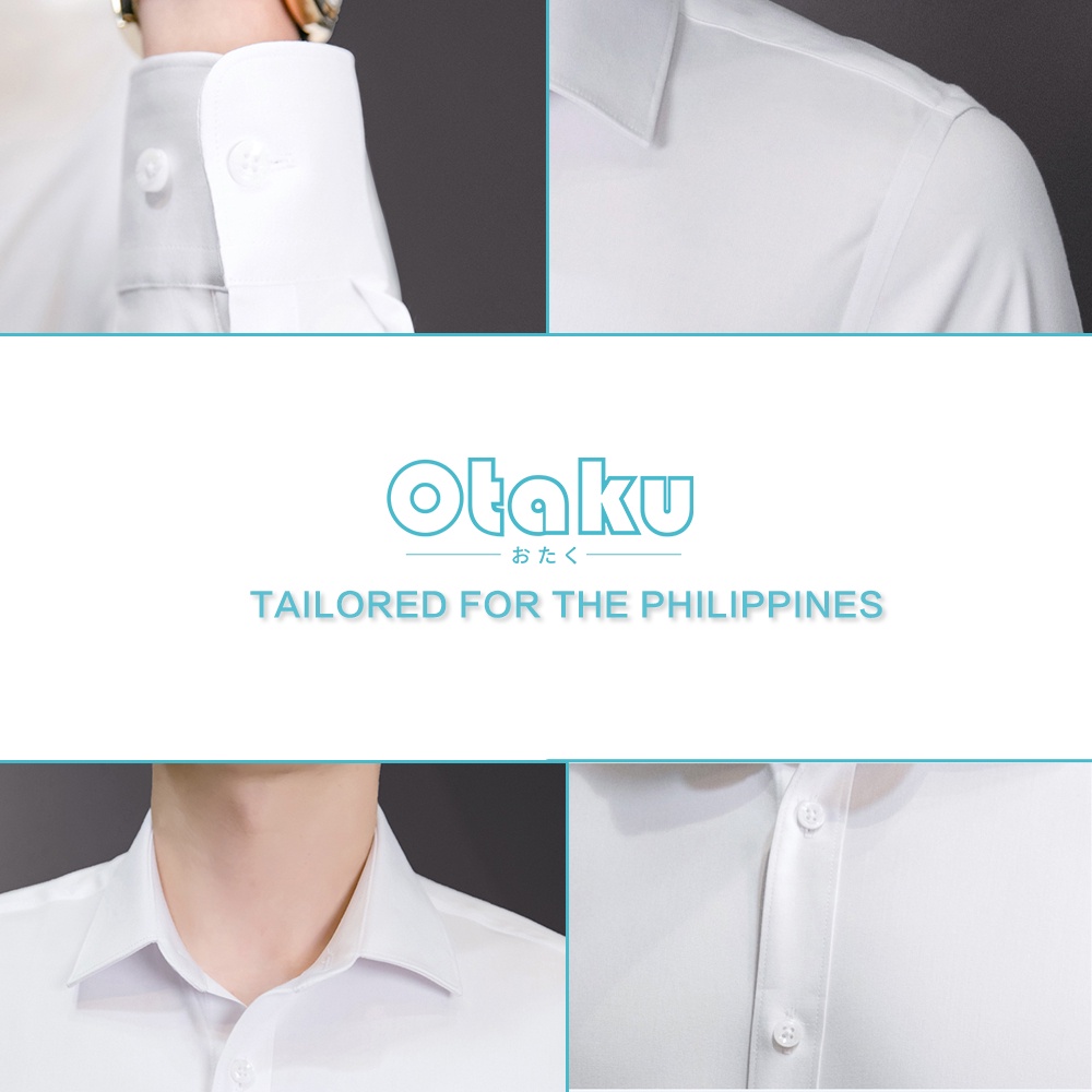 OTAKU Men Long Sleeve Polo Shirts Plus Size Office Casual Plain 5 Colors