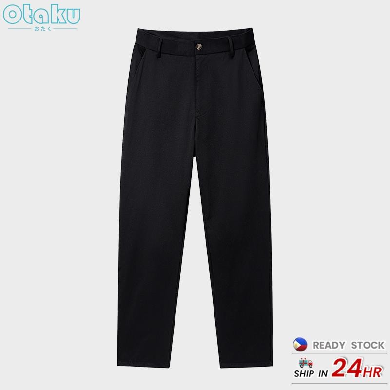 OTAKU Men Slacks Formal Pants Korean Style Casual Fit Straight Cut Khaki Formal Office Pants
