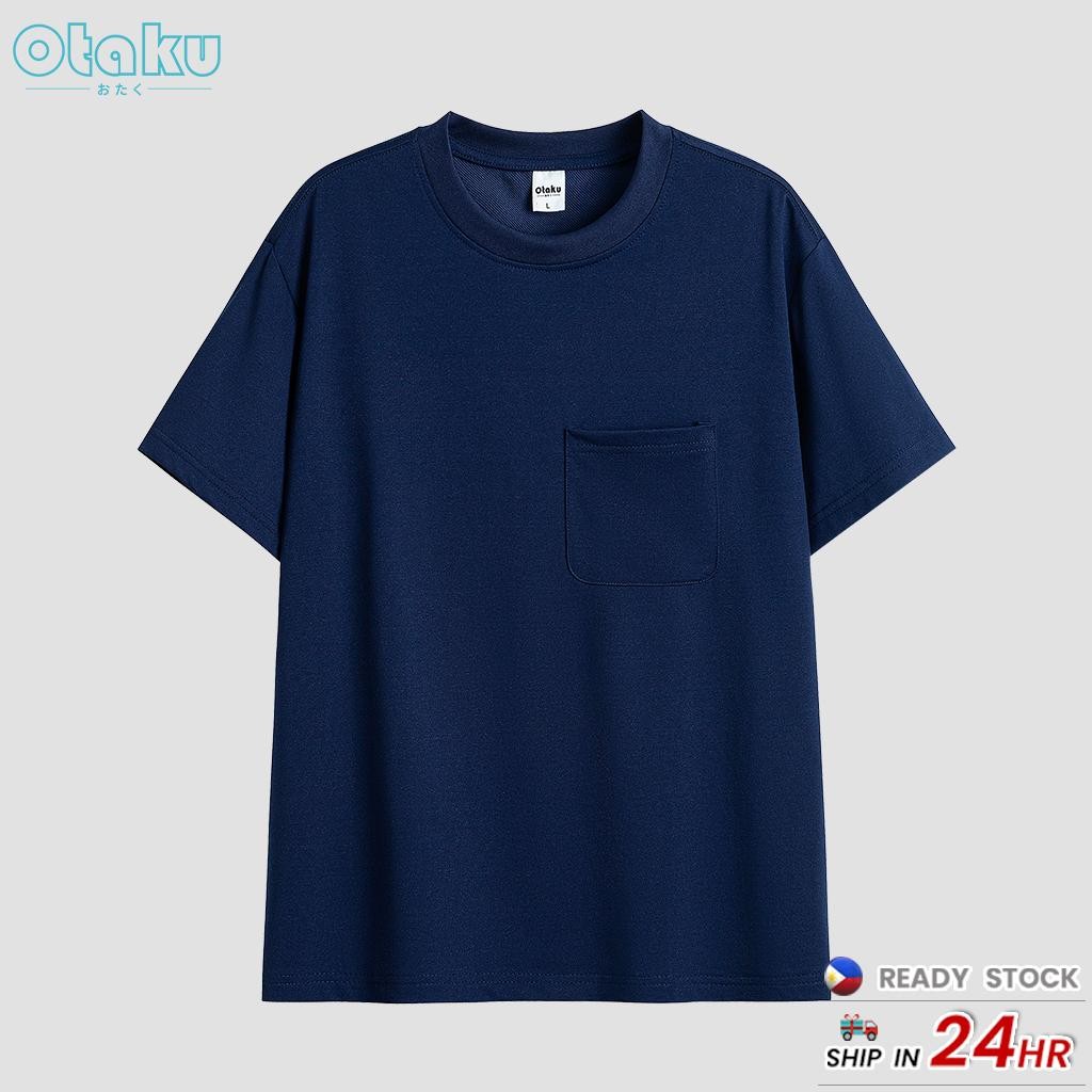 OTAKU T-shirt for Men With Pockets Plain Casual Pocket T-shirts Round Neck Short Sleeve Fashion