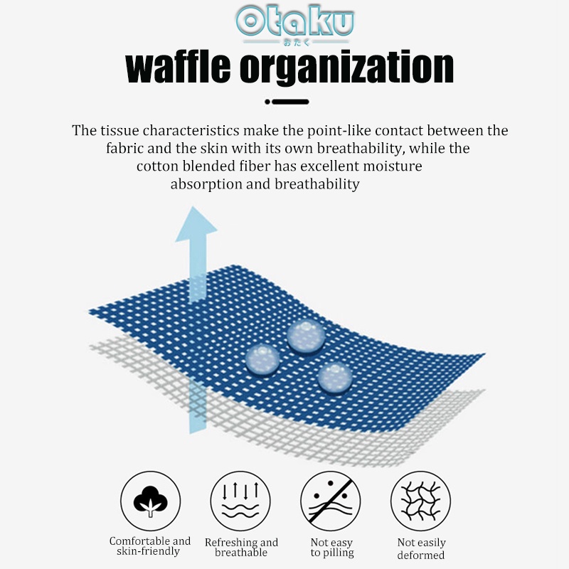 OTAKU Oversized T-Shirt For Men Waffle Fake Two Piece Plain Women Pro Club Shirt