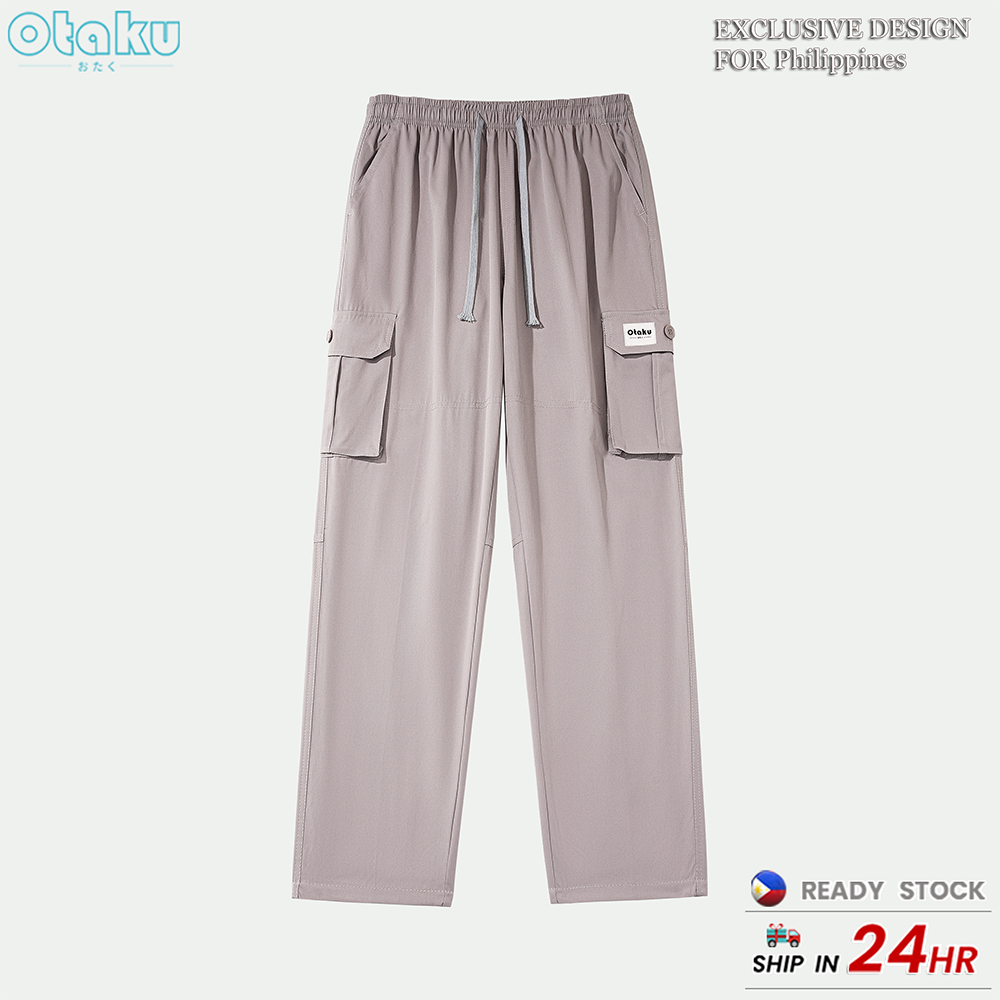 Otaku Men’s Cargo Pants With 6 Pockets  Khaki Cargo Wide Leg Pants for Man Straight Cut Cargo pants