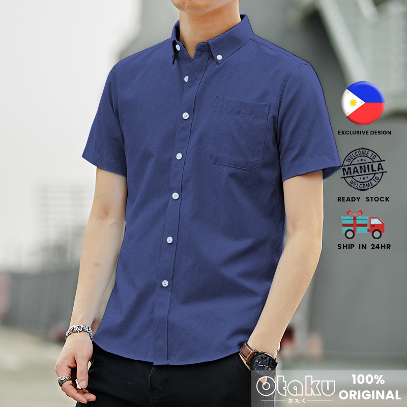 OTAKU Polo Shirt Oxford Cotton Short Sleeve Leisure For Men Plus Size Plain With Pocket