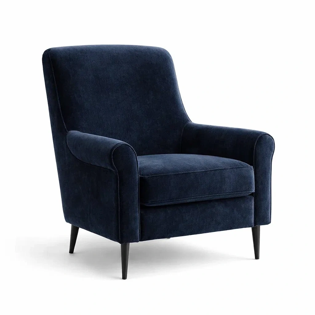 Fauteuil en tissu avec pieds en métal bleu foncé-HOME trovez