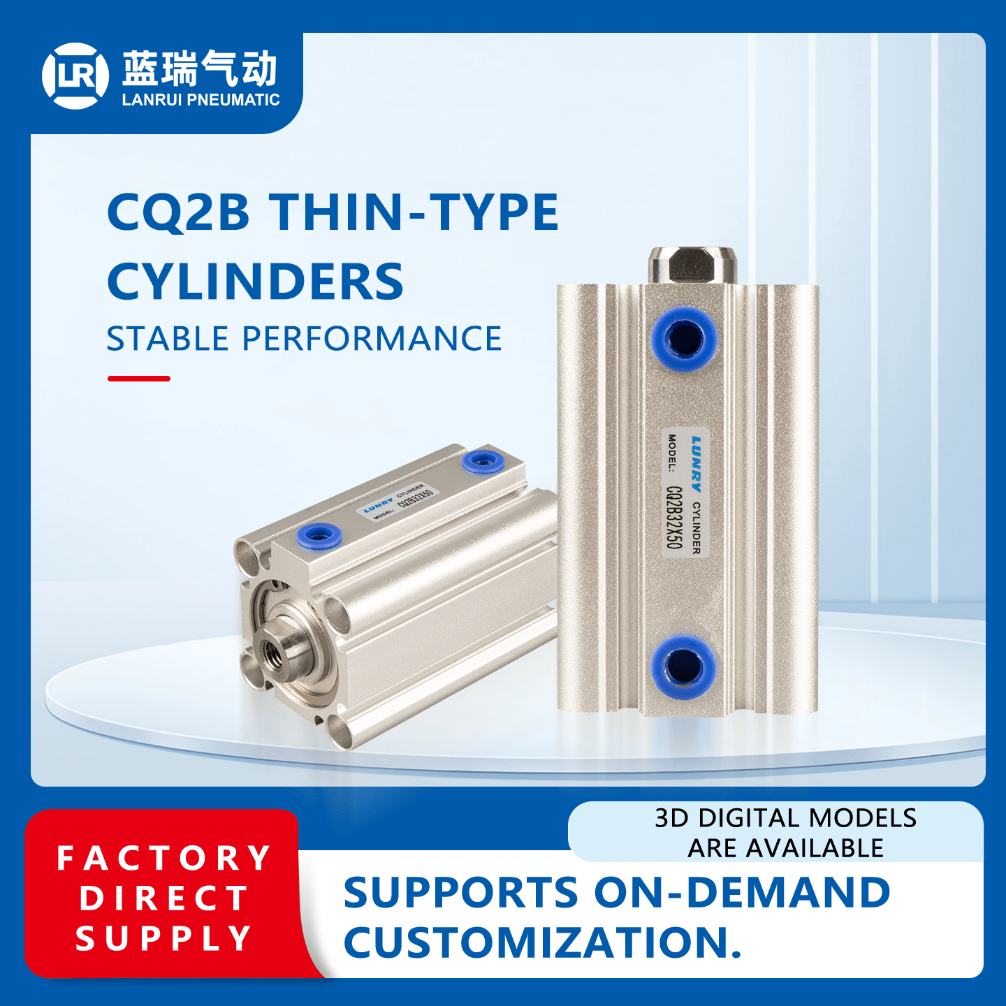 CQ2B CDQ2B Aluminum Single Double Acting Compact Cylinder Pneumatic Cylinder