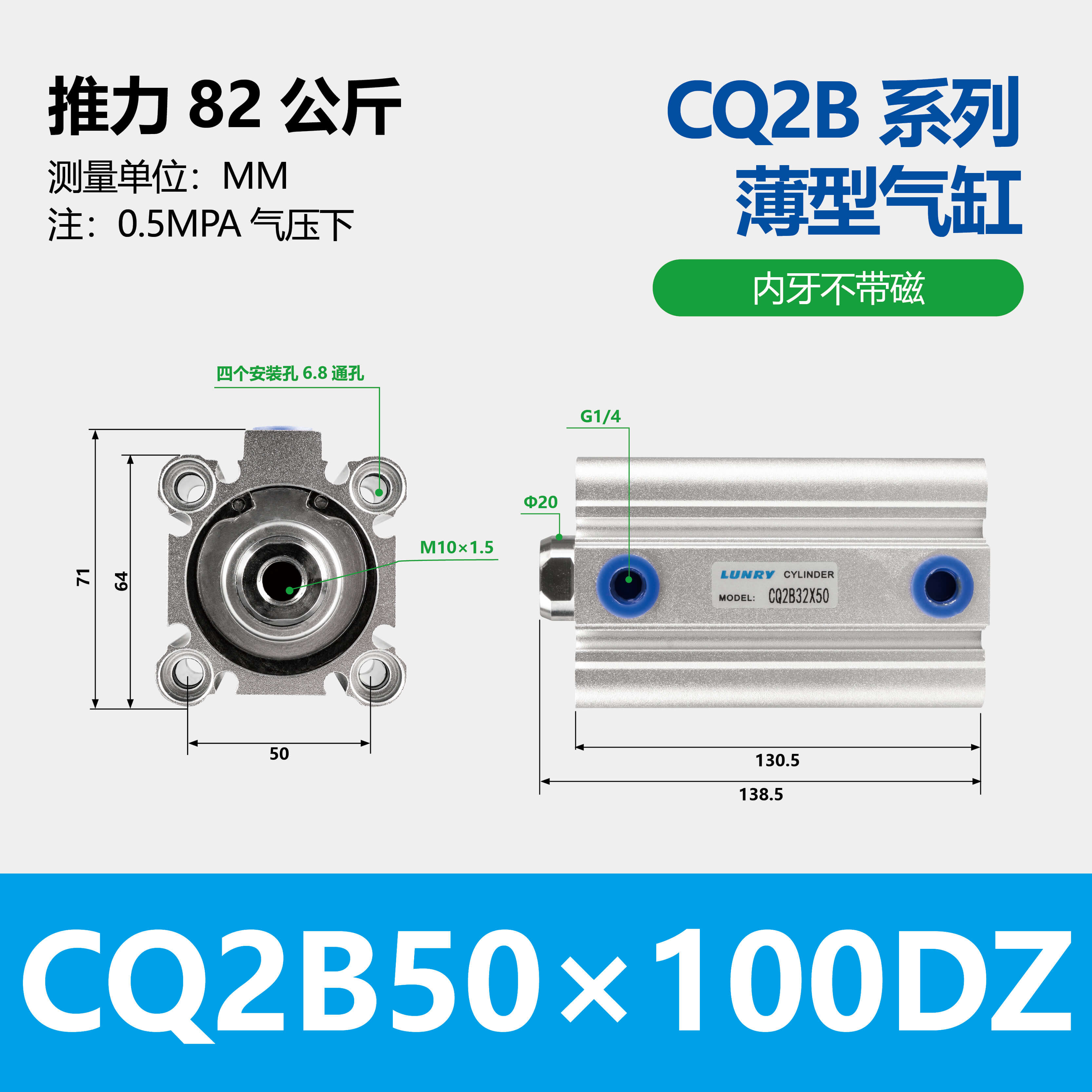 CQ2B CDQ2B Aluminum Single Double Acting Compact Cylinder Pneumatic Cylinder