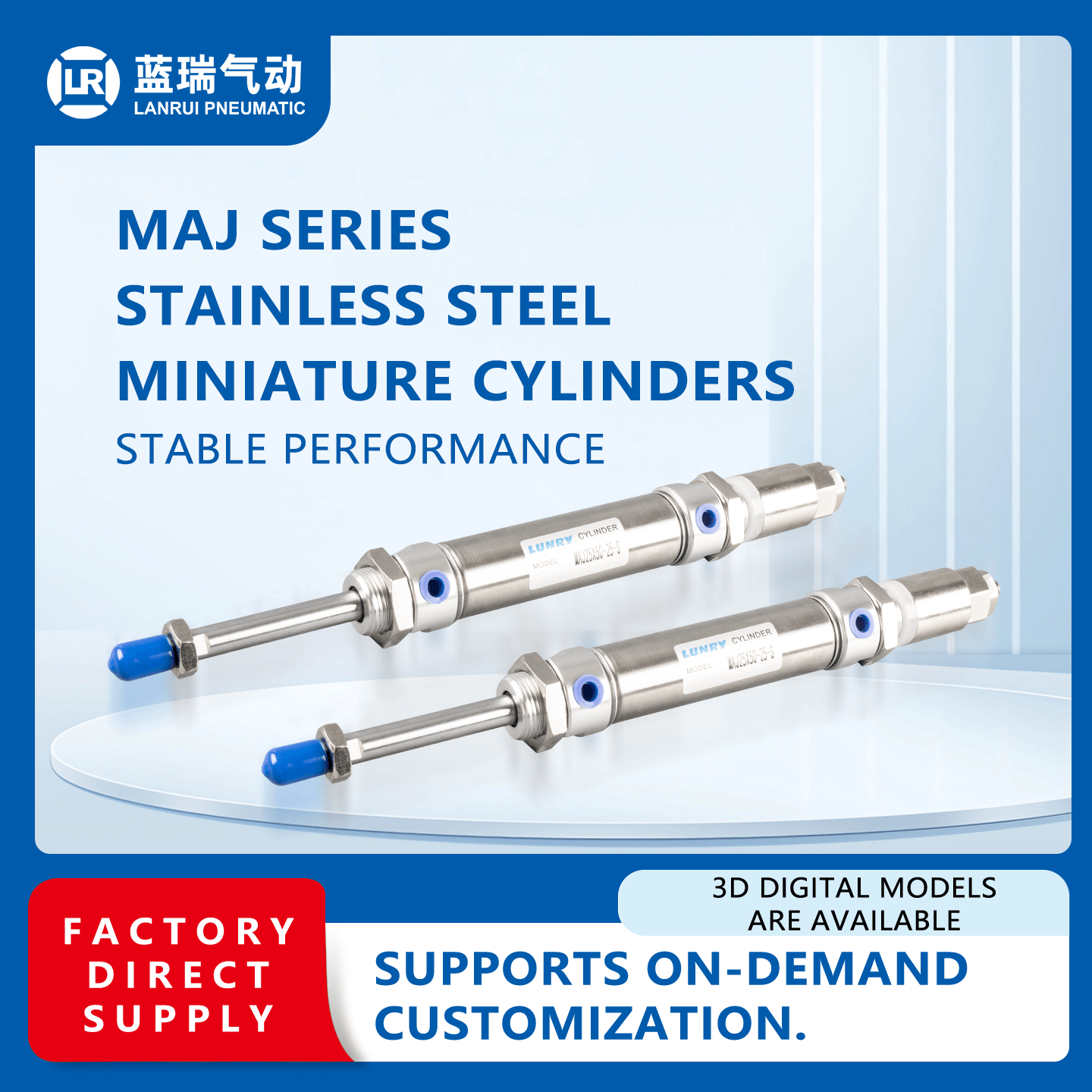MAJ Double Rod Adjustable Stainless Steel Mini Cylinder