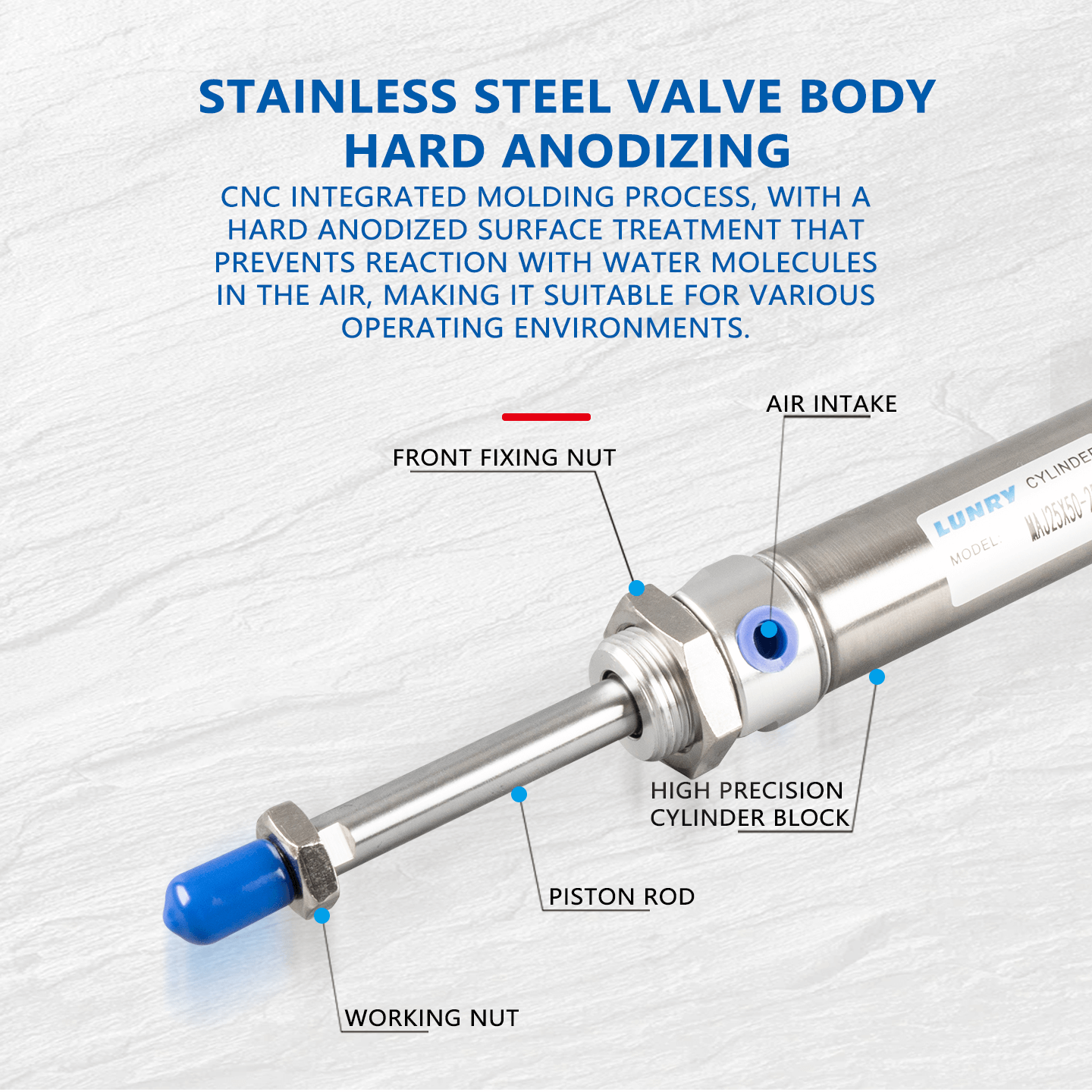 MAJ Double Rod Adjustable Stainless Steel Mini Cylinder