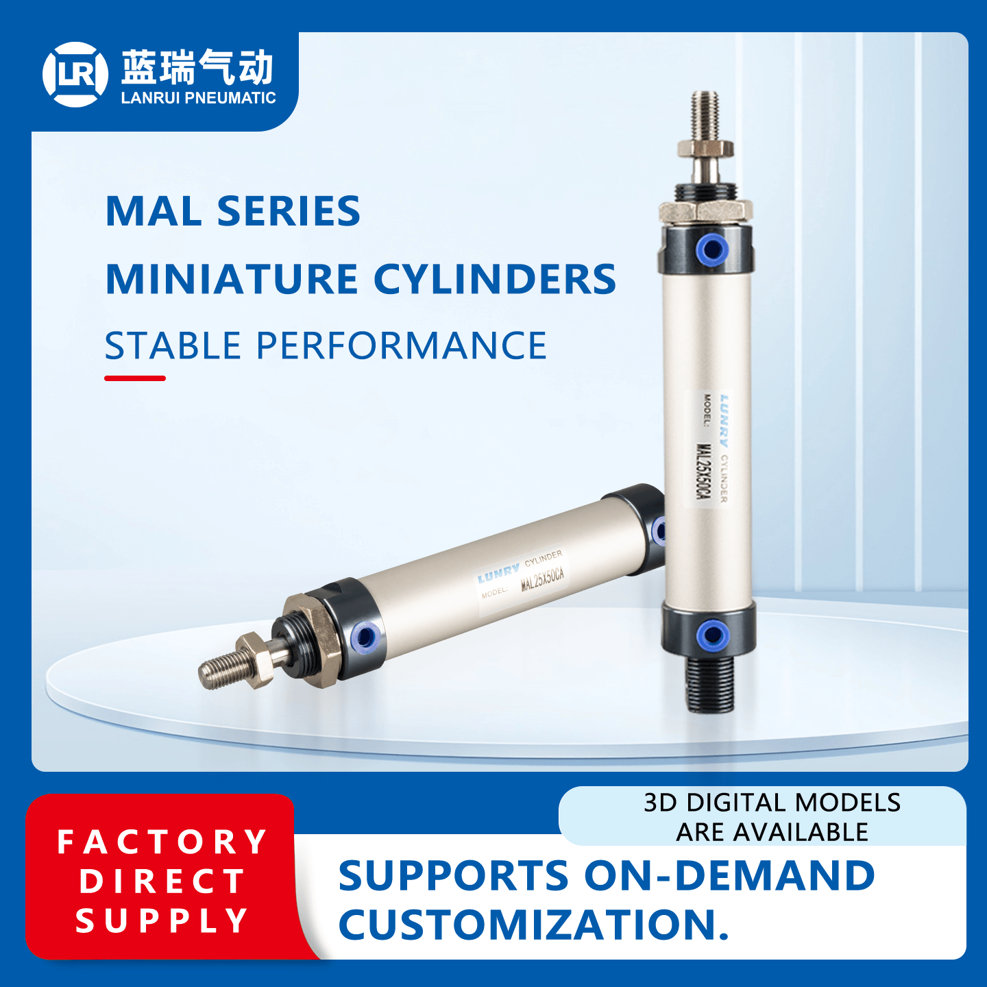 MAL Double Acting Aluminum barre mini Cylinder