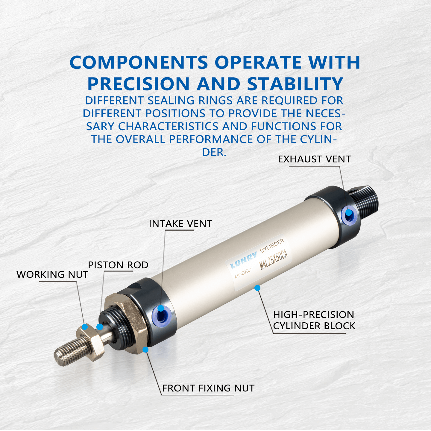 MAL Double Acting Aluminum barre mini Cylinder