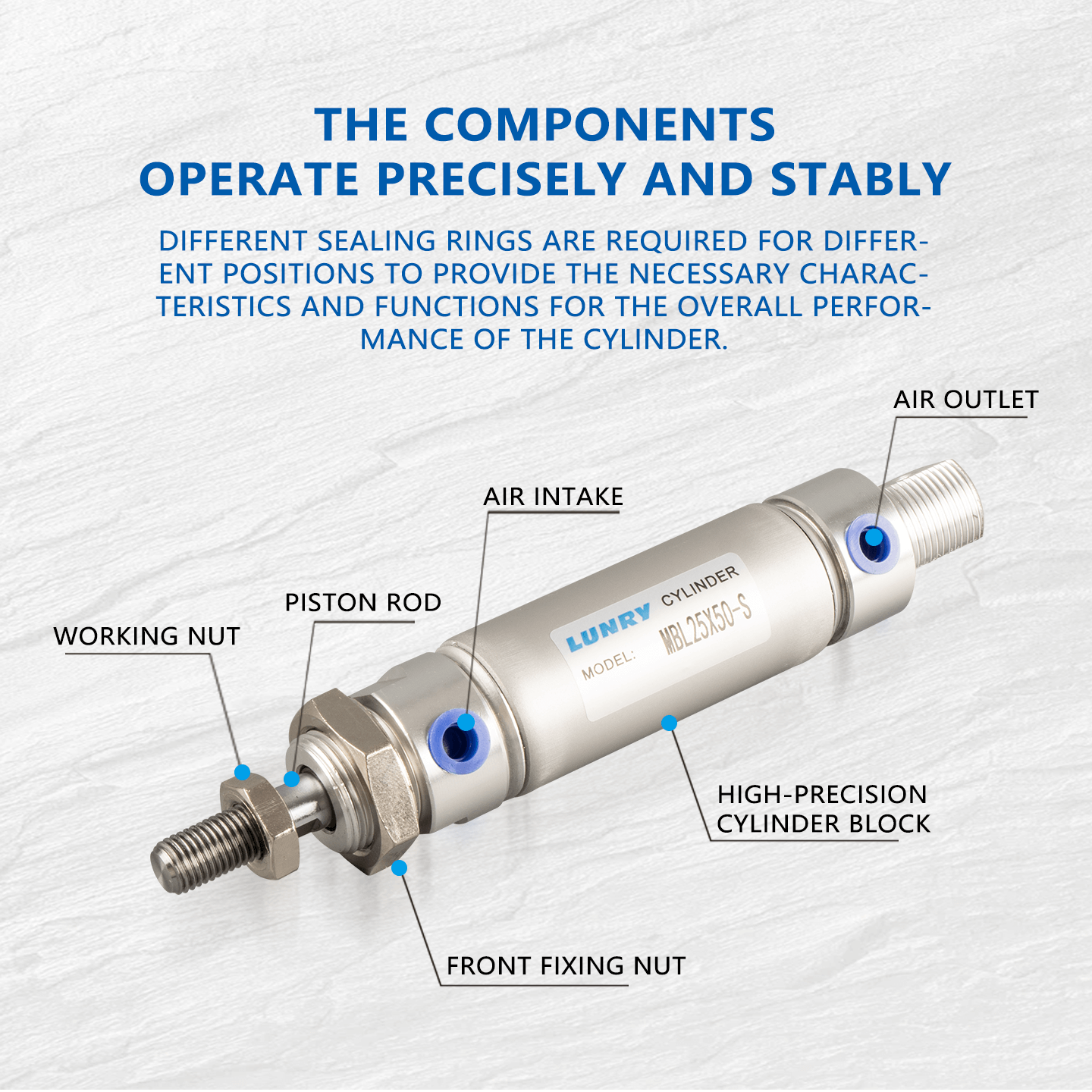 MBL Double Acting Aluminum barre mini Cylinder