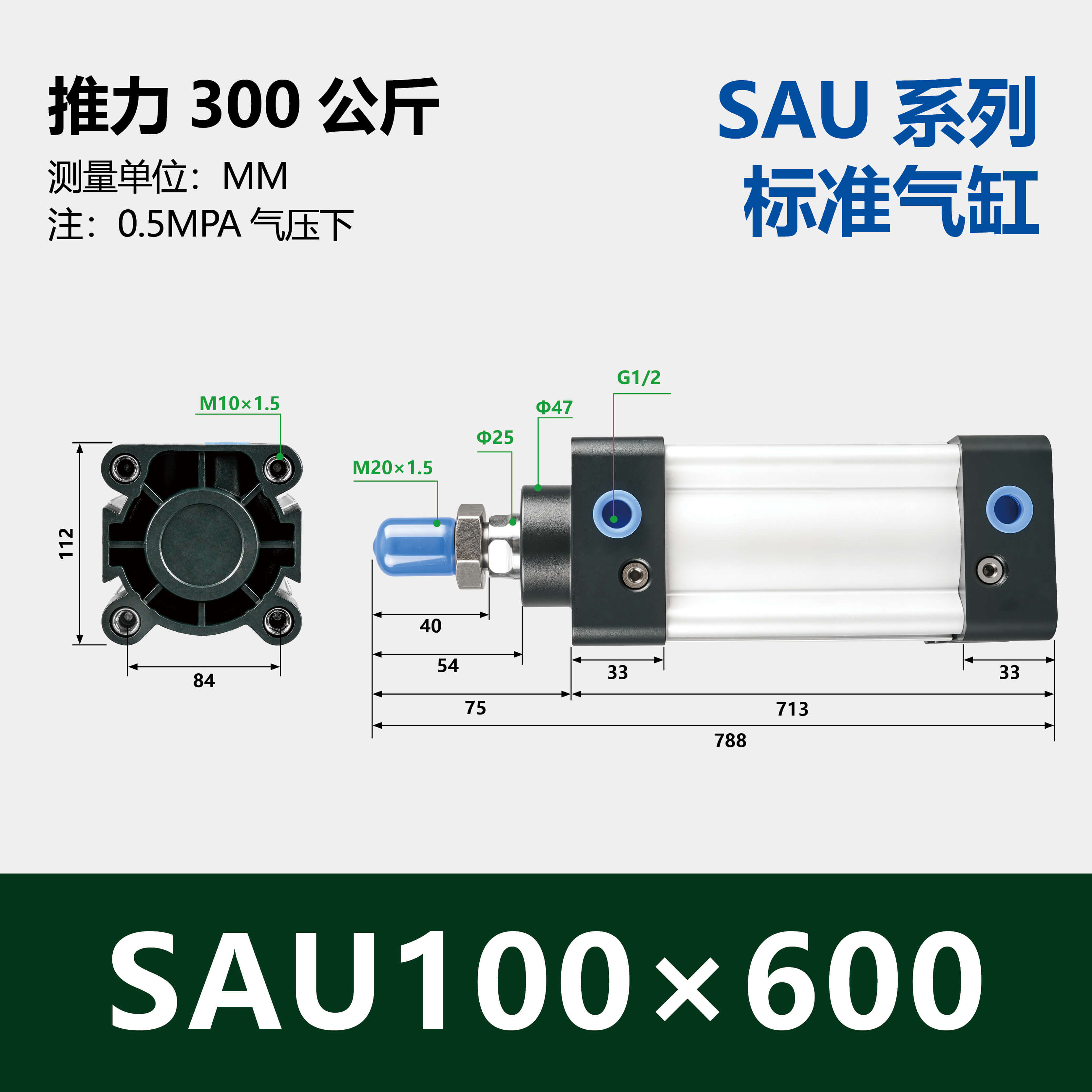 SAU Double Acting Standard Cylinder(SU upgraded version)