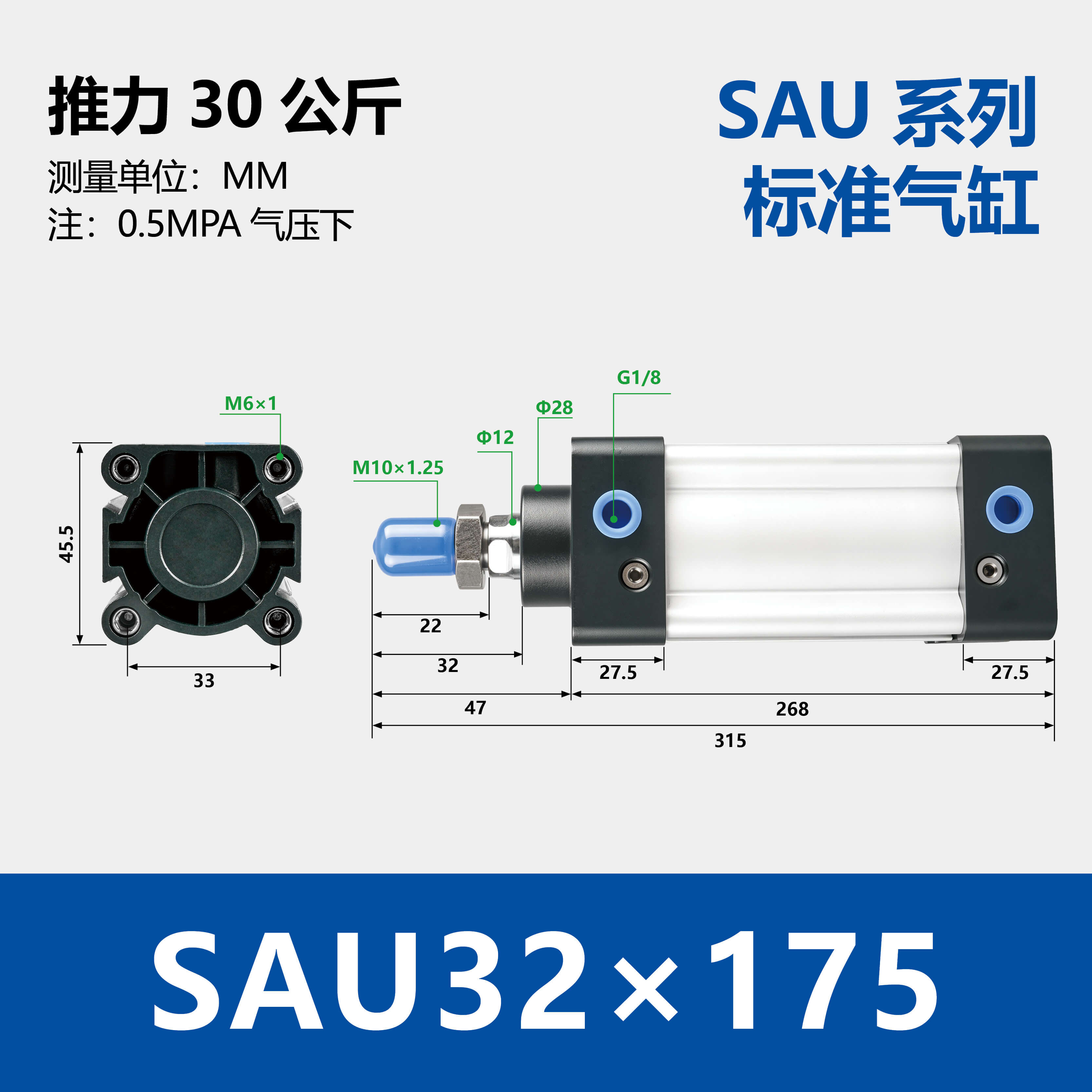 SAU Double Acting Standard Cylinder(SU upgraded version)