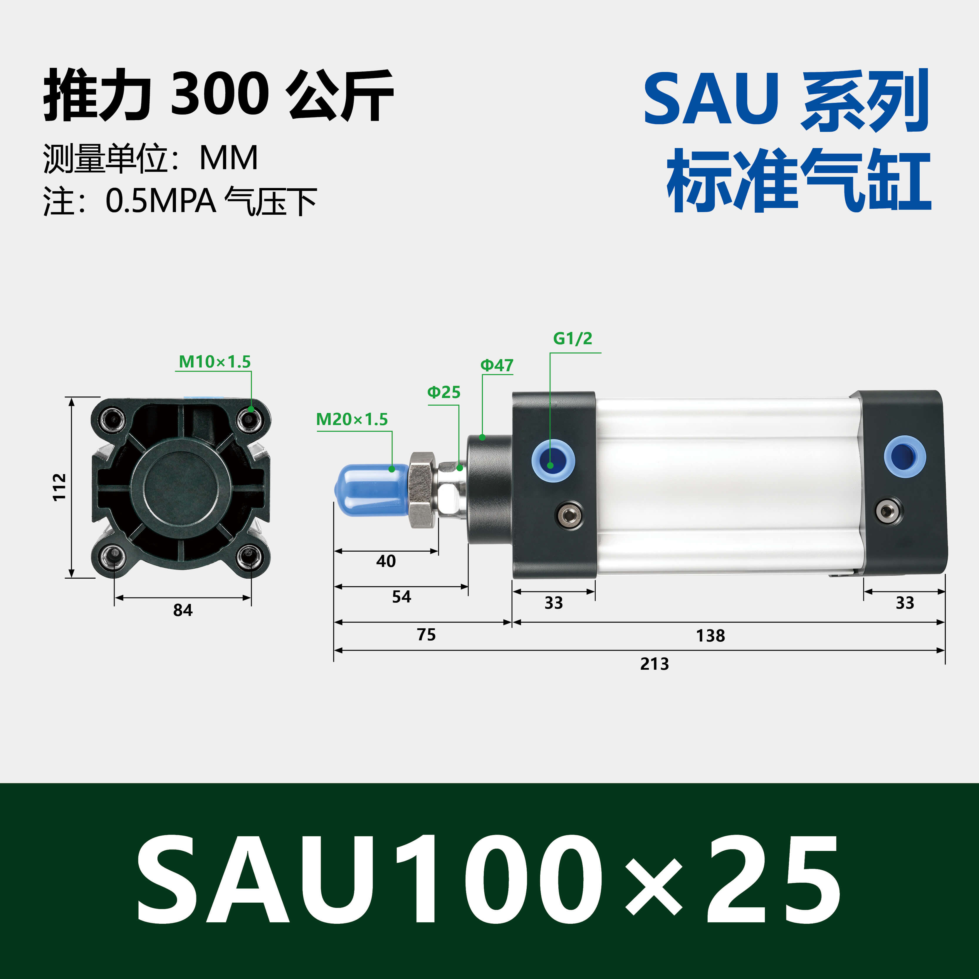 SAU Double Acting Standard Cylinder(SU upgraded version)