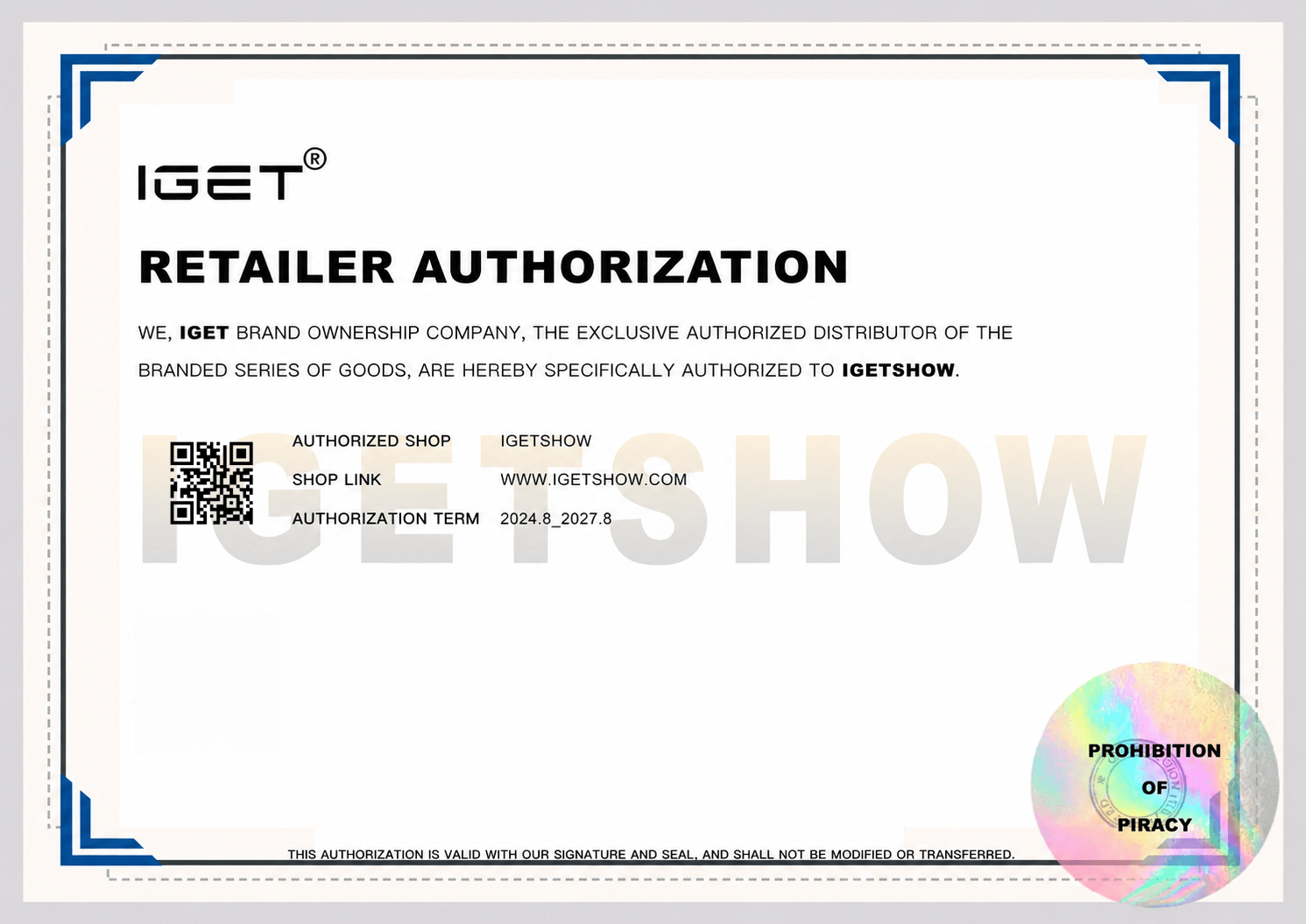 Official Retailer Authorization