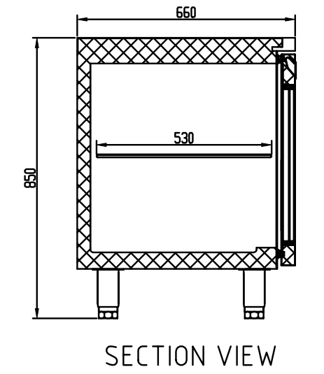 Glacian BCG61420 Slimline 660mm Deep 2 Door Glass Underbench Fridge