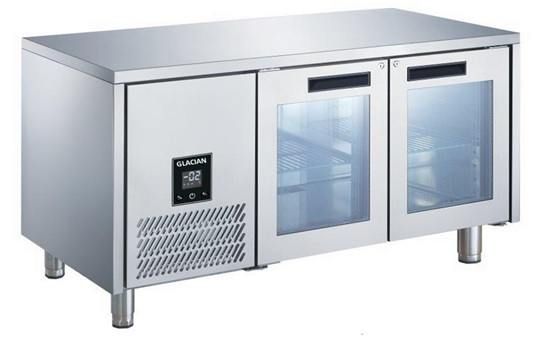 Glacian BCG61420 Slimline 660mm Deep 2 Door Glass Underbench Fridge