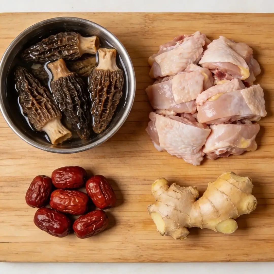 羊肚菌燉雞湯食譜-食材備料教學