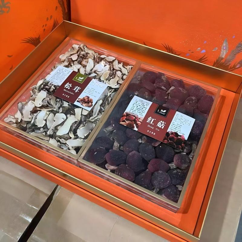 山珍三寶雙拼禮盒｜野生紅菇、羊肚菌、松茸乾貨組合