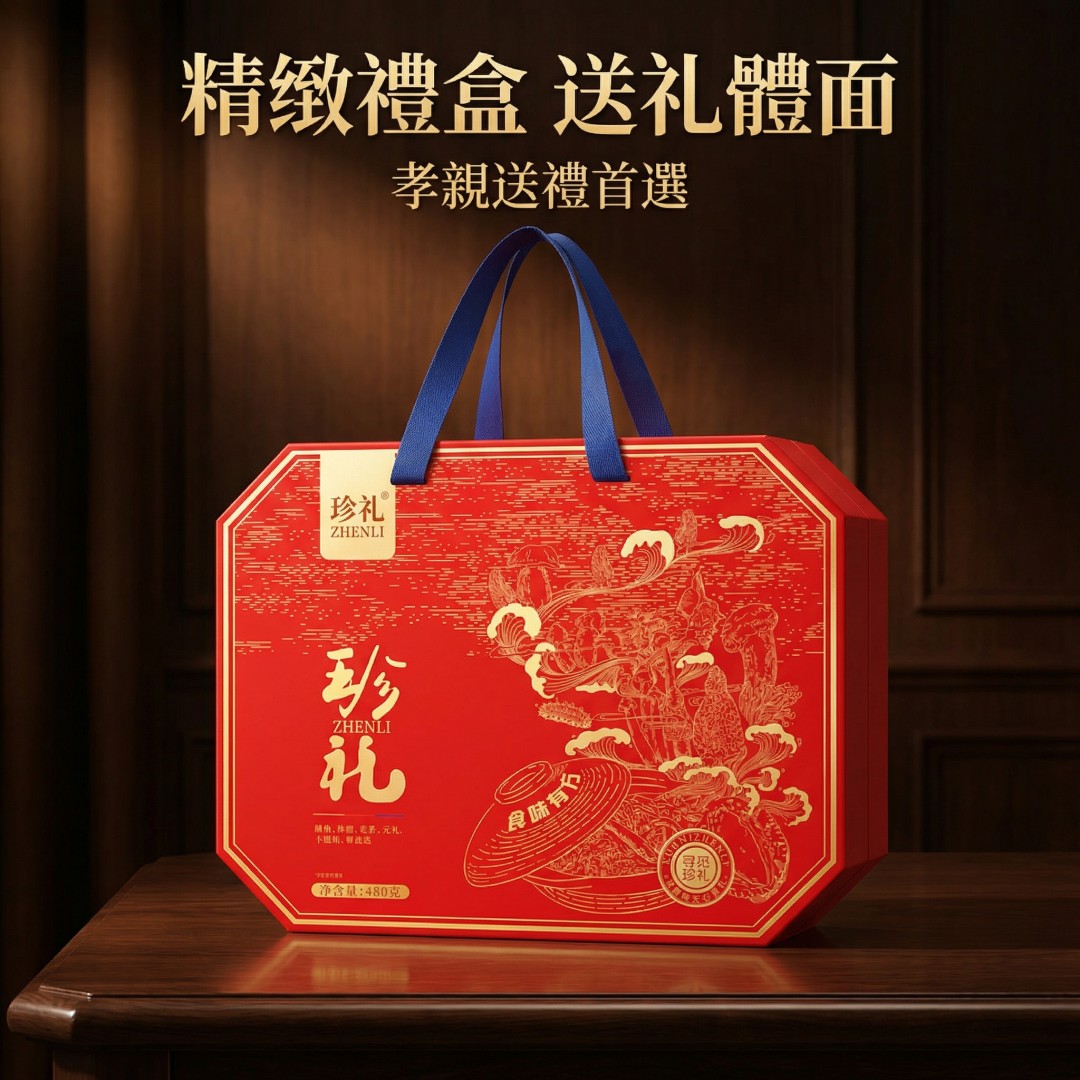 頂級六珍海味養生禮盒｜鮑魚・花菇・羊肚菌・鱈魚膠・鹿茸菇・靈芝