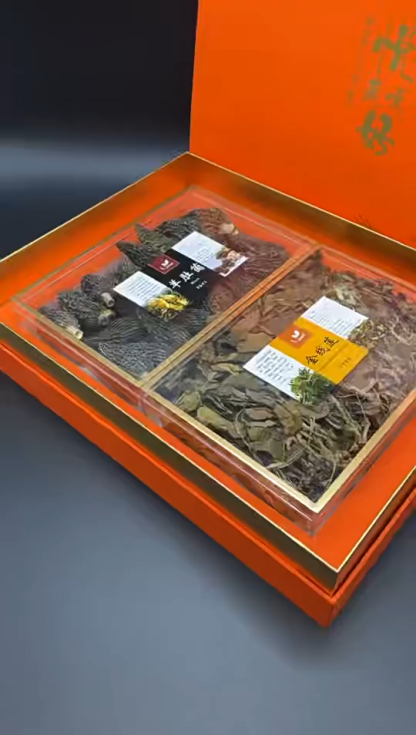 山珍三寶雙拼禮盒｜野生紅菇、羊肚菌、松茸乾貨組合