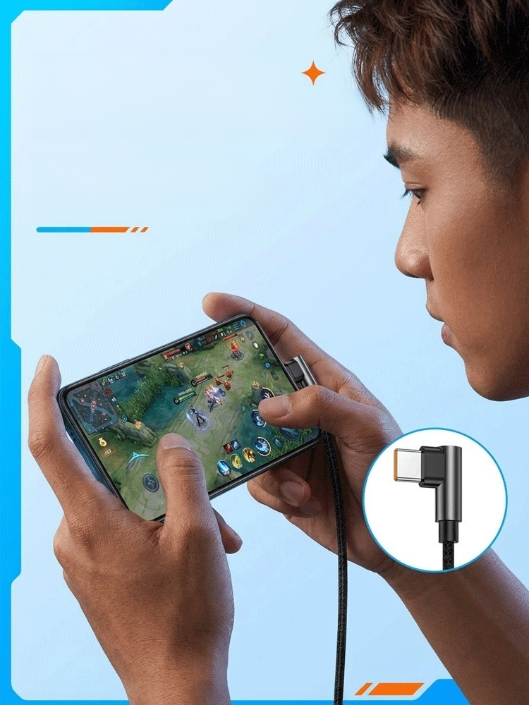 100W ชาร์จแรง หัวงอ 90° ไม่บังมือ  สายชาร์จที่เกมเมอร์ต้องมี! 100W หัวงอ 90° ไม่บังมือ สายยาวสะใจ ส่งฟรีวันนี้!