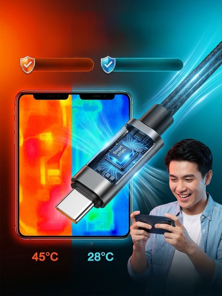 100W ชาร์จแรง หัวงอ 90° ไม่บังมือ  สายชาร์จที่เกมเมอร์ต้องมี! 100W หัวงอ 90° ไม่บังมือ สายยาวสะใจ ส่งฟรีวันนี้!