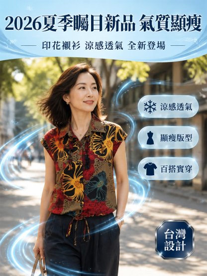 減齡顯瘦印花襯衫