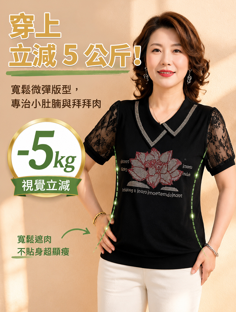夏季新款洋氣翻領短袖