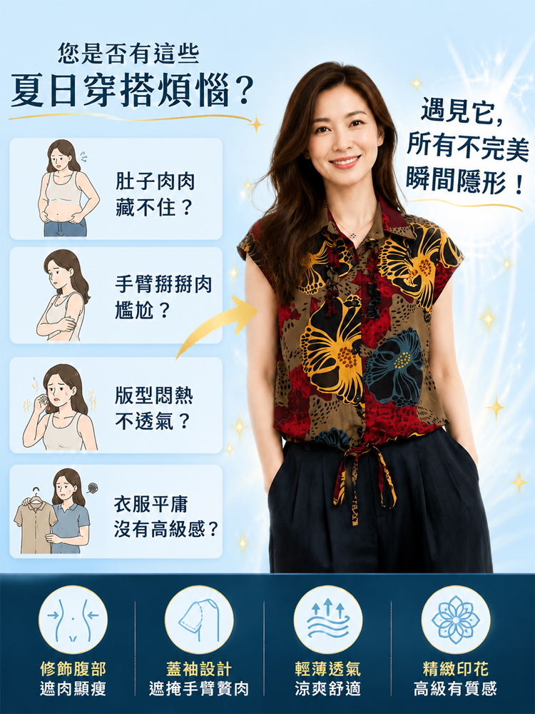 減齡顯瘦印花襯衫