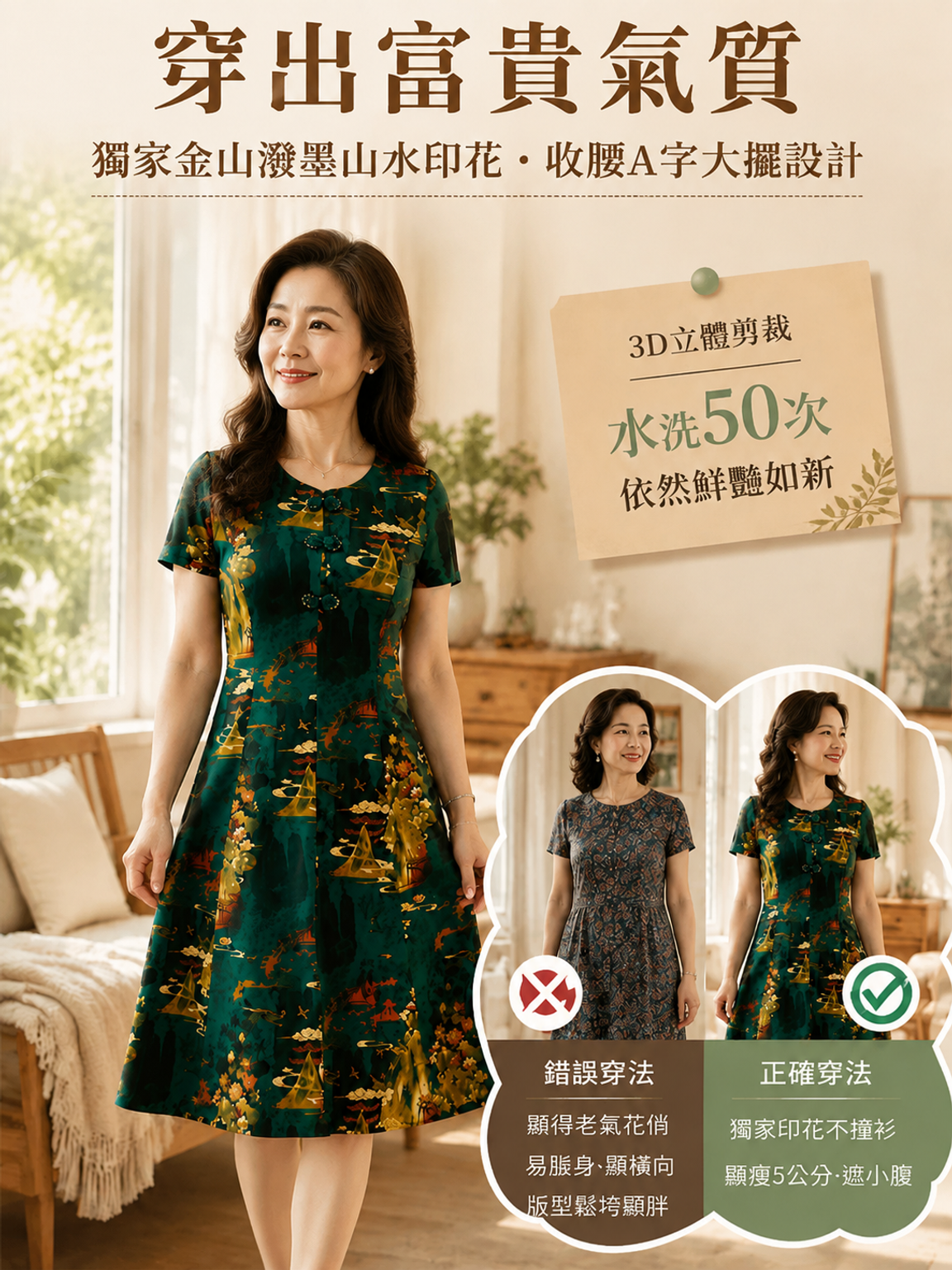 闊太太碎花連身裙