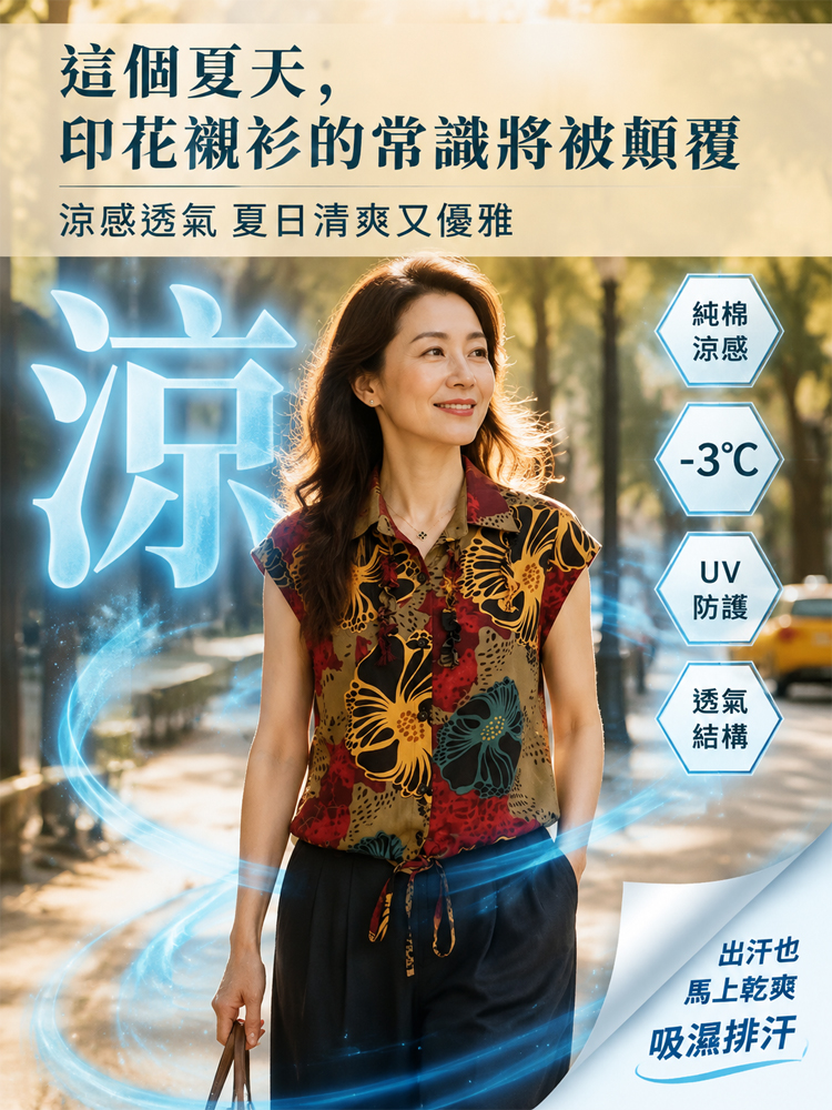 減齡顯瘦印花襯衫