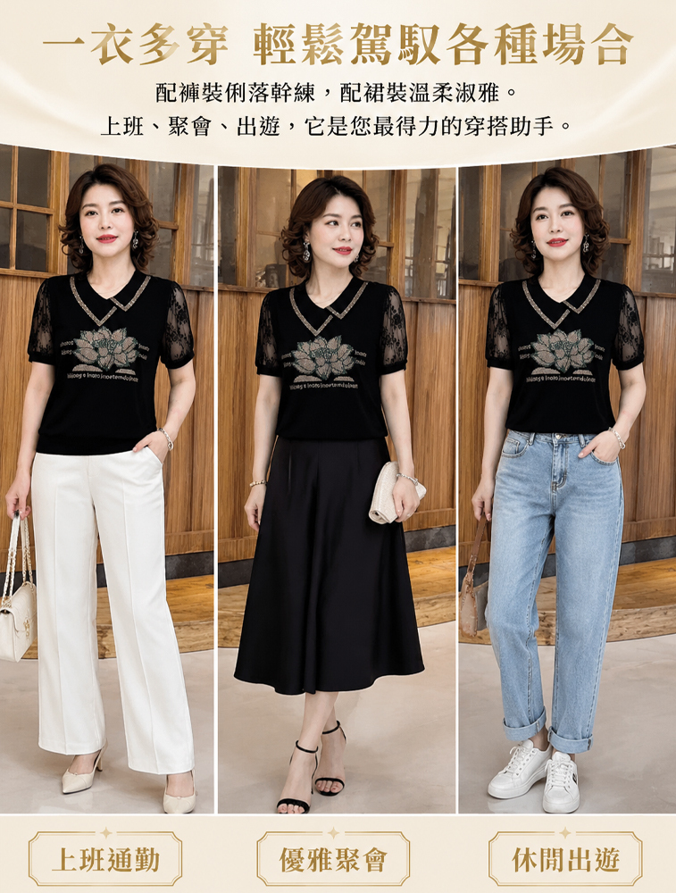 夏季新款洋氣翻領短袖