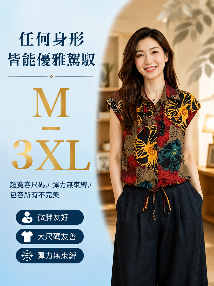 減齡顯瘦印花襯衫