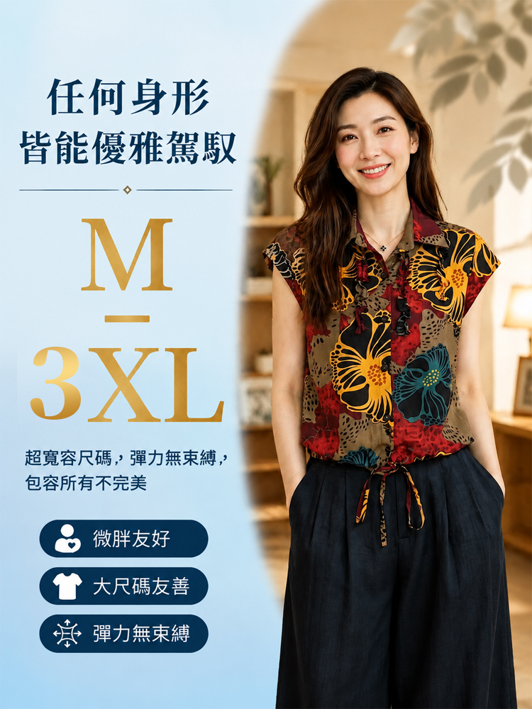 減齡顯瘦印花襯衫