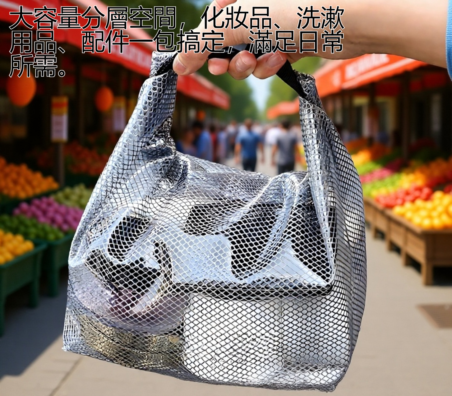 多功能卡扣化妝盥洗包正面展示