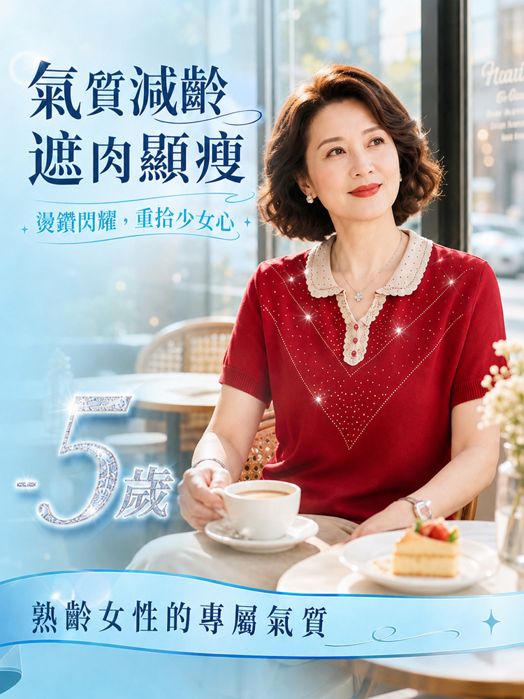 燙鑽翻領氣質短袖