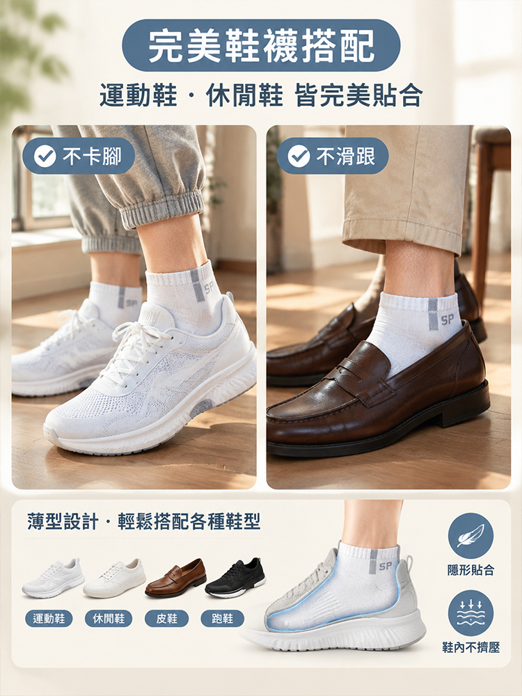 防臭抑制菌中筒純色襪男