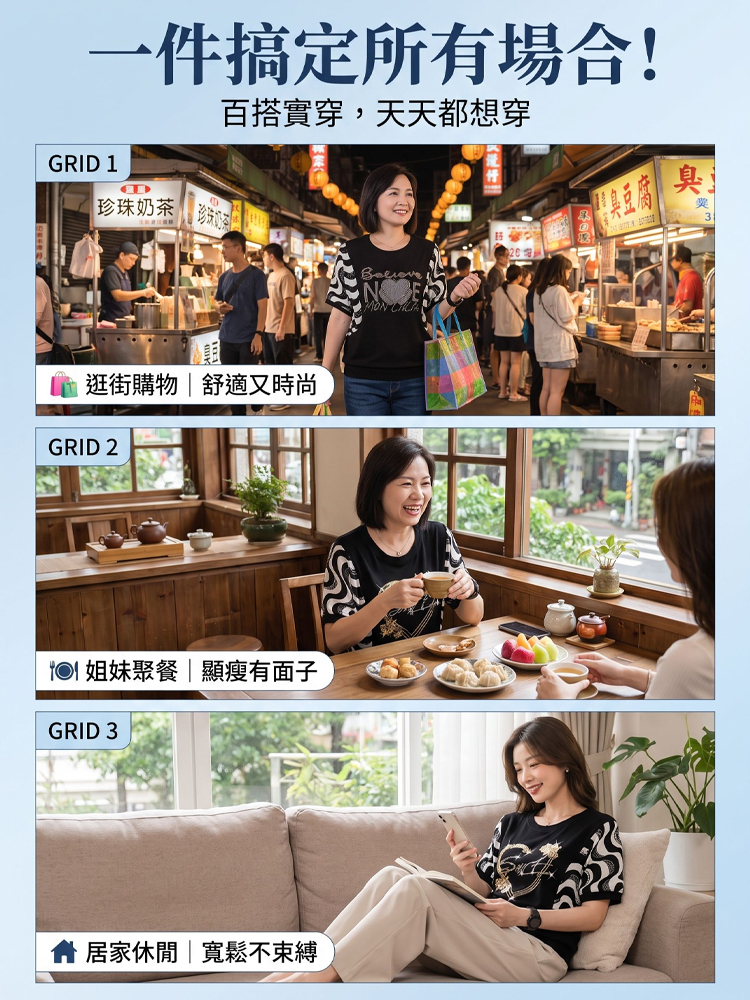 減齡燙鑽印花短袖